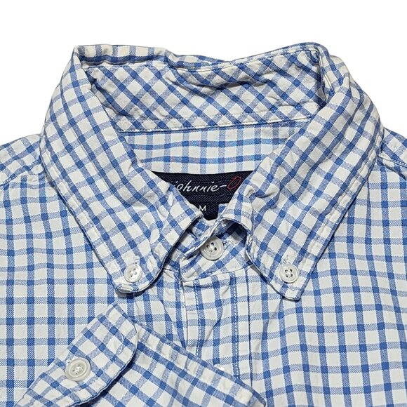 Johnnie-O Blue & White Checkered‎ Button-Down Shirt M 100% Egyptian Cotton - Picture 1 of 9